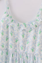 Green leaves bow print mom&me dress - ARIA KIDS