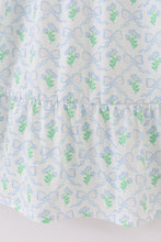 Green leaves bow print mom&me dress - ARIA KIDS