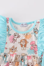 Blue character print ruffle girl set - ARIA KIDS