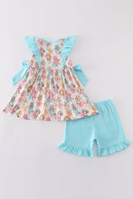 Blue character print ruffle girl set - ARIA KIDS