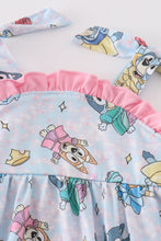Pink character print ruffle girl bubble - ARIA KIDS