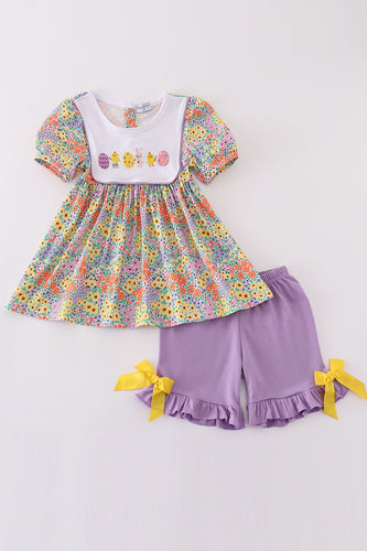 Easter floral bunny egg embroidery girl set - ARIA KIDS