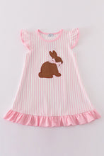Pink easter bunny applique stripe girl dress - ARIA KIDS