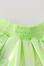 Chartreuse girl ruffle laser skorts - ARIA KIDS