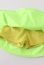 Chartreuse girl ruffle laser skorts - ARIA KIDS