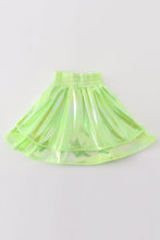 Chartreuse girl ruffle laser skorts - ARIA KIDS