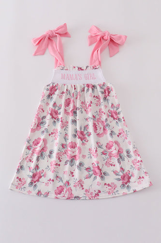 Pink floral MAMA'S embroidery dress - ARIA KIDS