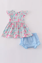Blue floral print bloomer set - ARIA KIDS