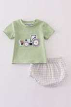 Green excavator applique bloomer set - ARIA KIDS