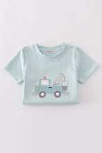 Blue crane truck applique bubble - ARIA KIDS