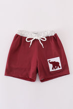 Maroon elephant embroidery swim trunks - ARIA KIDS