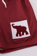 Maroon elephant embroidery swim trunks - ARIA KIDS