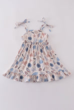Blue ocean breeze shells print mom&me dress - ARIA KIDS