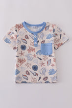 Blue ocean breeze shells print dad&me top - ARIA KIDS