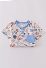 Blue ocean breeze shells print dad&me top - ARIA KIDS