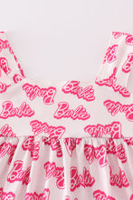 Hot pink barbie print girl dress - ARIA KIDS