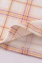 Khaki farm embroidery smocked plaid dress - ARIA KIDS