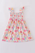 Pink floral print smocked dress - ARIA KIDS