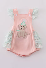 Pink puppy birthday applique girl bubble - ARIA KIDS