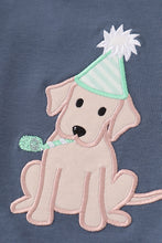 Navy puppy birthday applique boy set - ARIA KIDS