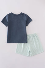 Navy puppy birthday applique boy set - ARIA KIDS