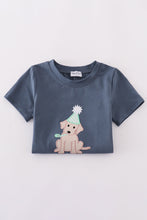 Navy puppy birthday applique boy set - ARIA KIDS