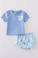 Blue sailboat print boy bloomer set - ARIA KIDS