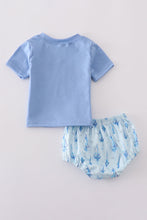 Blue sailboat print boy bloomer set - ARIA KIDS