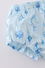 Blue sailboat print boy bloomer set - ARIA KIDS