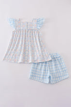 Plaid floral bow print girl set - ARIA KIDS