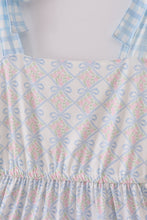 Plaid floral bow print mom tiered dress - ARIA KIDS