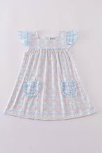Plaid floral bow print girl dress - ARIA KIDS