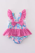 Blue blossom charm MAMA'S GIRL embroidery one-piece swimsuit - ARIA KIDS