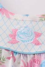 Blue petal meadow embroidery girl bubble - ARIA KIDS