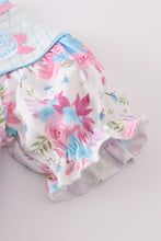Blue petal meadow embroidery girl bubble - ARIA KIDS