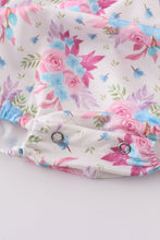 Blue petal meadow embroidery girl bubble - ARIA KIDS