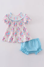 Blue petal meadow embroidery girl bloomer set - ARIA KIDS