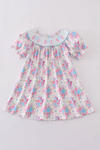 Blue petal meadow embroidery girl dress - ARIA KIDS