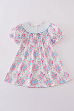 Blue petal meadow embroidery girl dress - ARIA KIDS