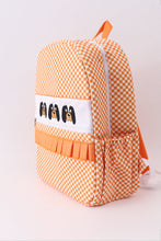 Orange Tennessee embroidery checkered ruffle backpack - ARIA KIDS