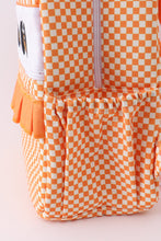 Orange Tennessee embroidery checkered ruffle backpack - ARIA KIDS