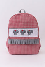 Red Alabama embroidery gingham ruffle backpack - ARIA KIDS
