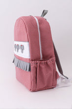 Red Alabama embroidery gingham ruffle backpack - ARIA KIDS