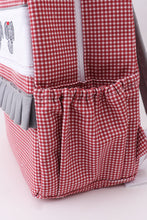Red Alabama embroidery gingham ruffle backpack - ARIA KIDS
