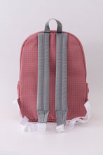 Red Alabama embroidery gingham ruffle backpack - ARIA KIDS