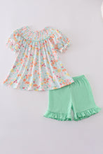 Green springtime bloom smocked girl set - ARIA KIDS