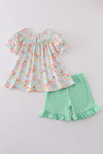 Green springtime bloom smocked girl set - ARIA KIDS