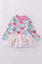 Blushing rose garden print girl one-piece leotard - ARIA KIDS