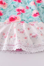 Blushing rose garden print girl one-piece leotard - ARIA KIDS