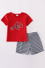 Red Georgia Atlanta Braves applique boy shorts set - ARIA KIDS